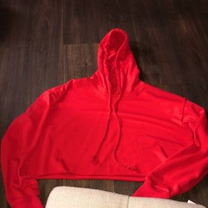 Red cropped hoodie